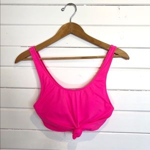 Hot pink front knot swimsuit top